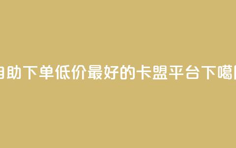自助下单低价——最好的卡盟平台 第1张 自助下单低价——最好的卡盟平台 第1张