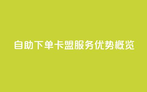 自助下单卡盟服务优势概览 第1张 自助下单卡盟服务优势概览 第1张