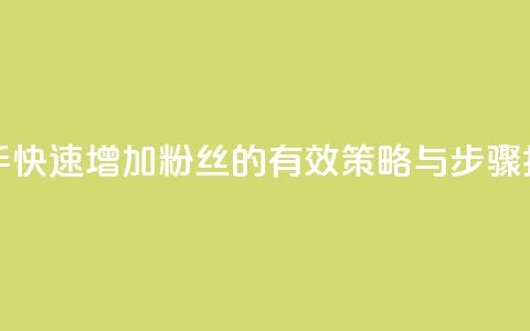 快手快速增加粉丝的有效策略与步骤指南 第1张 快手快速增加粉丝的有效策略与步骤指南 第1张