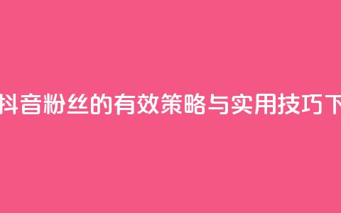 提升抖音粉丝的有效策略与实用技巧  第1张