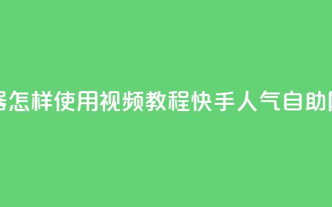 快手点赞器怎样使用视频教程 - 快手人气自助网站  第1张