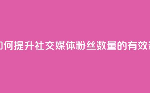 粉丝太少怎么办 - 如何提升社交媒体粉丝数量的有效策略与技巧！  第1张