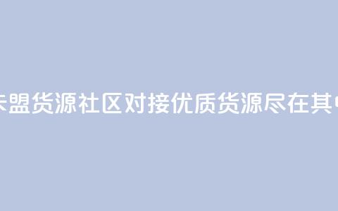 卡盟货源社区对接：优质货源尽在其中  第1张