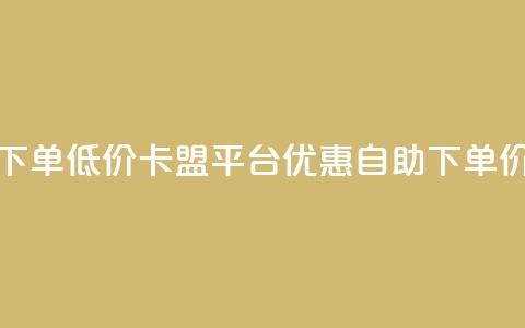 卡盟平台自助下单低价 - 卡盟平台优惠自助下单，价格实惠!  第1张