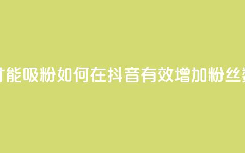 抖音怎样才能吸粉 - 如何在抖音有效增加粉丝数量! 第1张 抖音怎样才能吸粉 - 如何在抖音有效增加粉丝数量! 第1张
