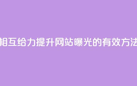 相互给力:提升网站曝光的有效方法 第1张 相互给力:提升网站曝光的有效方法 第1张