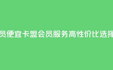 卡盟低价会员 - 便宜卡盟会员服务：高性价比选择解析~  第1张