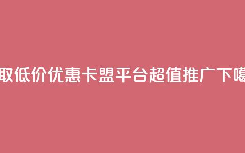 获取低价优惠：卡盟平台超值推广  第1张