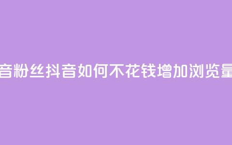 1元500个抖音粉丝 - 抖音如何不花钱增加浏览量  第1张
