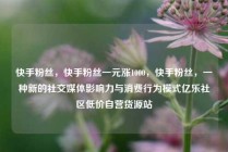 快手粉丝，快手粉丝一元涨1000，快手粉丝，一种新的社交媒体影响力与消费行为模式亿乐社区低价自营货源站