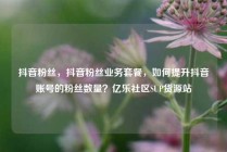 抖音粉丝，抖音粉丝业务套餐，如何提升抖音账号的粉丝数量？亿乐社区SUP货源站