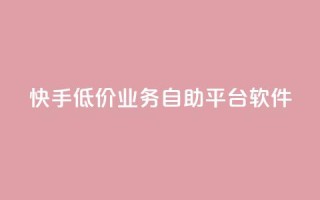 快手低价业务自助平台软件 - 快手推出低价自助平台软件助力业务发展！