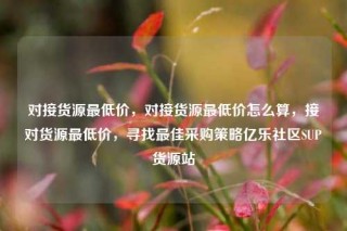 对接货源最低价，对接货源最低价怎么算，接对货源最低价，寻找最佳采购策略亿乐社区SUP货源站