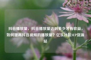 抖音播放量，抖音播放量达到多少才有收益，如何提高抖音视频的播放量？亿乐社区SUP货源站