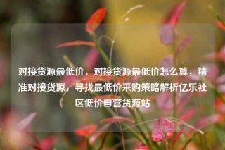 对接货源最低价，对接货源最低价怎么算，精准对接货源，寻找最低价采购策略解析亿乐社区低价自营货源站