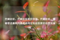 代刷社区，代刷社区低价货源，代刷社区，揭秘非法盈利与道德底线亿乐社区低价自营货源站