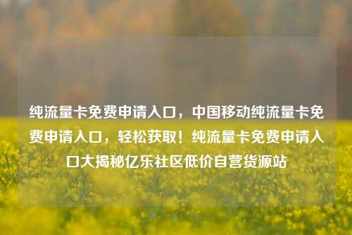 纯流量卡免费申请入口	，中国移动纯流量卡免费申请入口，轻松获取！纯流量卡免费申请入口大揭秘亿乐社区低价自营货源站  第1张