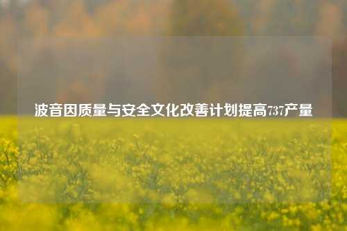 波音因质量与安全文化改善计划提高737产量  第1张