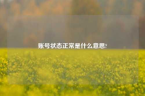 账号状态正常是什么意思?  第1张