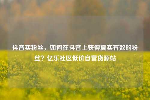 抖音买粉丝	，如何在抖音上获得真实有效的粉丝？亿乐社区低价自营货源站  第1张