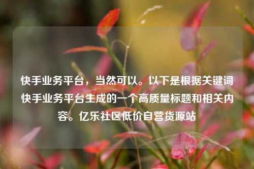 快手业务平台，当然可以。以下是根据关键词快手业务平台生成的一个高质量标题和相关内容。亿乐社区低价自营货源站  第1张