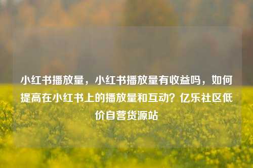 小红书播放量，小红书播放量有收益吗，如何提高在小红书上的播放量和互动？亿乐社区低价自营货源站  第1张