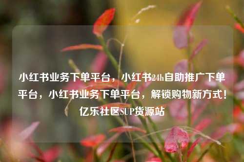 小红书业务下单平台	，小红书24h自助推广下单平台，小红书业务下单平台，解锁购物新方式！亿乐社区SUP货源站  第1张