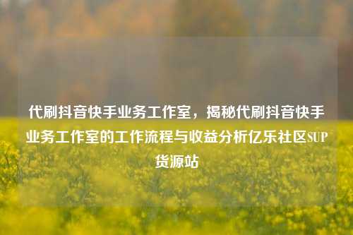 代刷抖音快手业务工作室，揭秘代刷抖音快手业务工作室的工作流程与收益分析亿乐社区SUP货源站  第1张