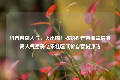 抖音直播人气，火出圈！揭秘抖音直播背后的高人气密码亿乐社区低价自营货源站  第1张