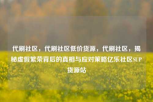 代刷社区，代刷社区低价货源，代刷社区	，揭秘虚假繁荣背后的真相与应对策略亿乐社区SUP货源站  第1张