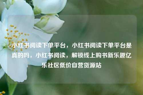 小红书阅读下单平台，小红书阅读下单平台是真的吗，小红书阅读	，解锁线上购书新乐趣亿乐社区低价自营货源站  第1张