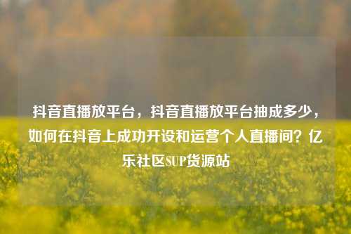 抖音直播放平台	，抖音直播放平台抽成多少，如何在抖音上成功开设和运营个人直播间？亿乐社区SUP货源站  第1张