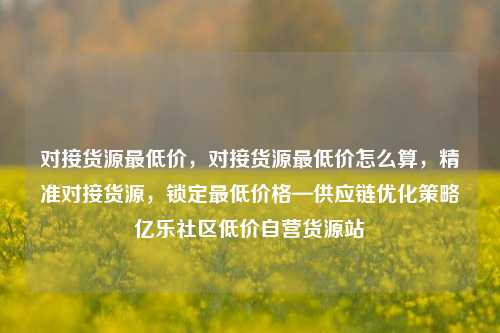 对接货源最低价，对接货源最低价怎么算	，精准对接货源，锁定最低价格—供应链优化策略亿乐社区低价自营货源站  第1张