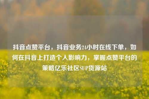 抖音点赞平台，抖音业务24小时在线下单，如何在抖音上打造个人影响力	，掌握点赞平台的策略亿乐社区SUP货源站  第1张